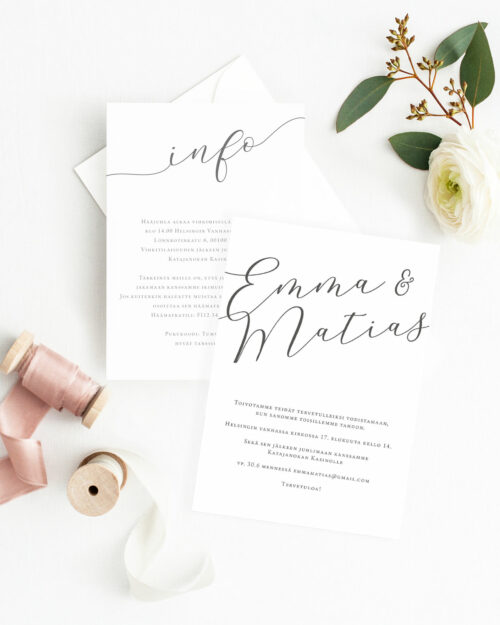 Modern Calligraphy hääkutsu ja infokortti