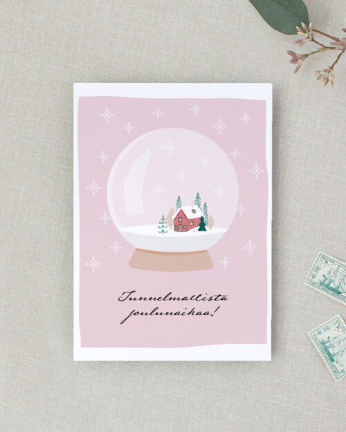 Joululumisadepallo Joulukortti