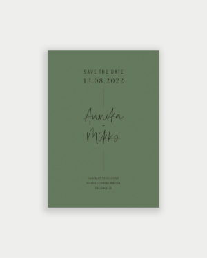 Simple elegant save the date kortti oliivinvihreä