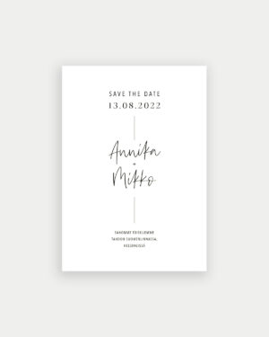 Simple elegant save the date kortti valkoinen