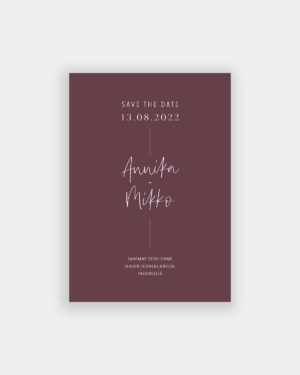 Simple elegant save the date kortti viininpunainen