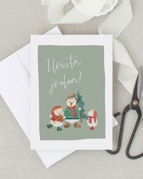 Lumiukot Joulukortti