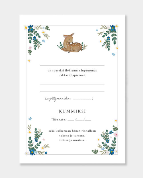 Täytettävä Bambi Kummitodistus A4