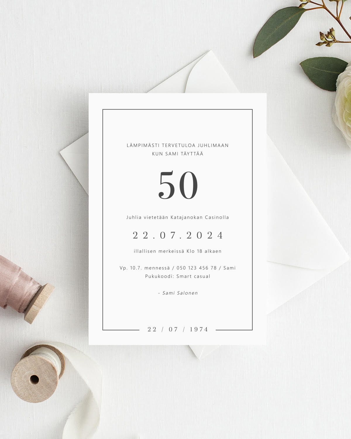 Syntymäpäiväkutsut_Typography_Painostudio_Papershop Typography Syntymäpäiväkutsut