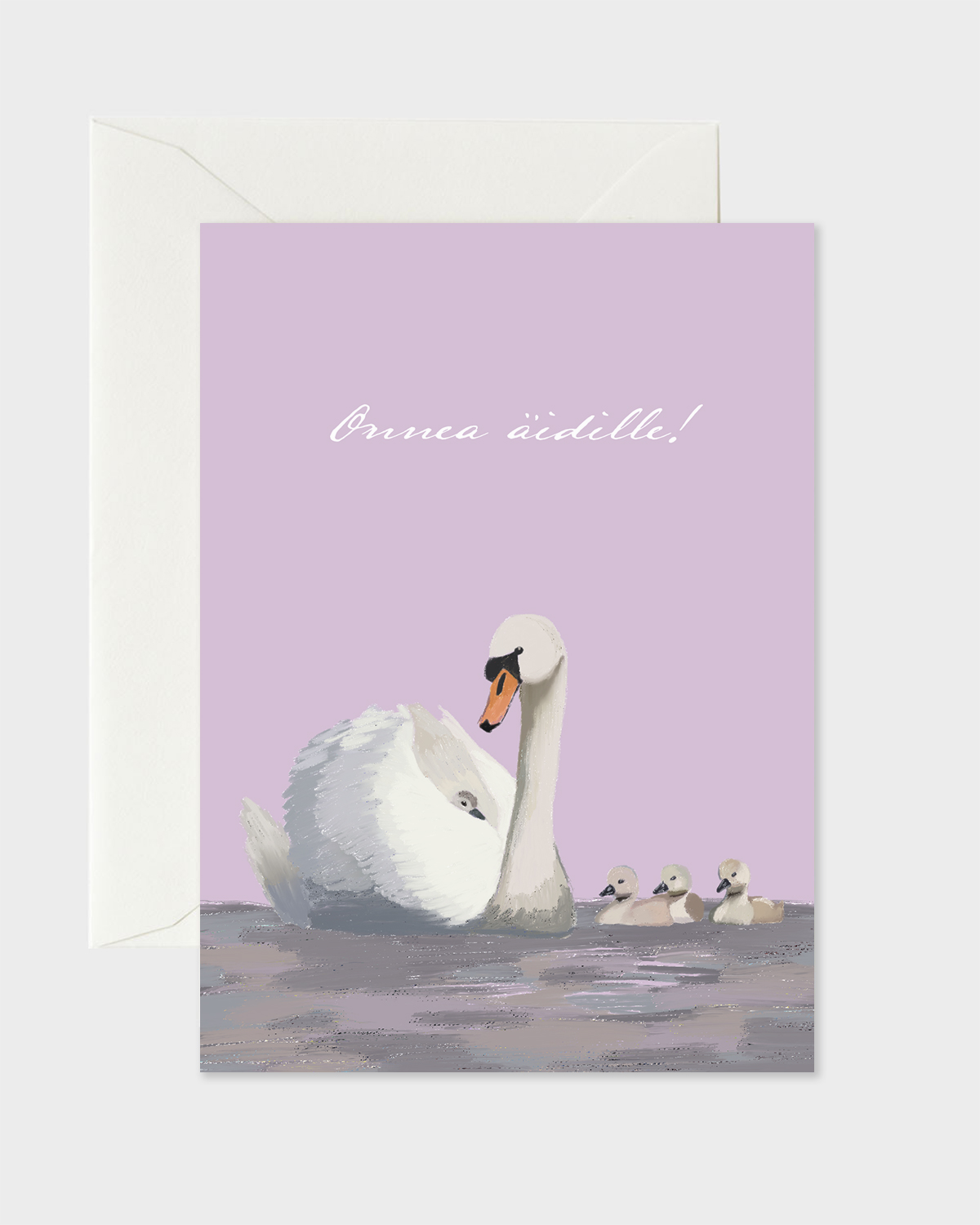 joutsenperhe_äitienpäiväkortti_papershop_collection Joutsenperhe Äitienpäiväkortti