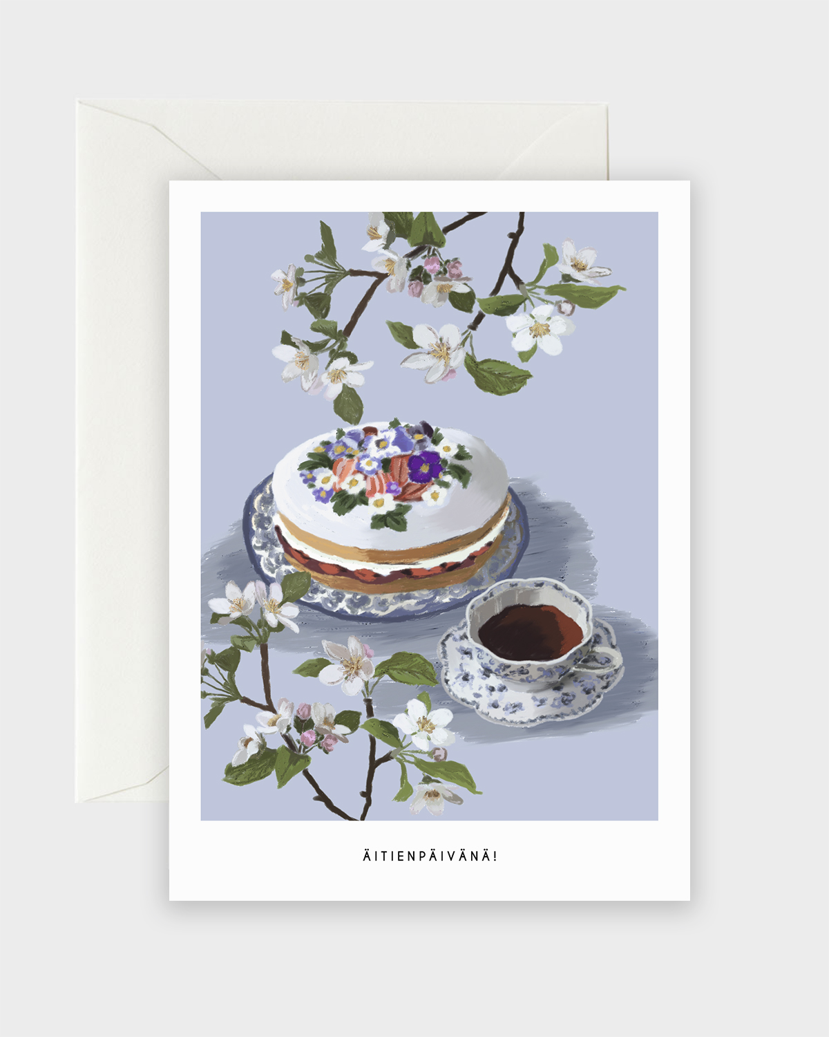 Mansikkakakku Äitienpäiväkortti