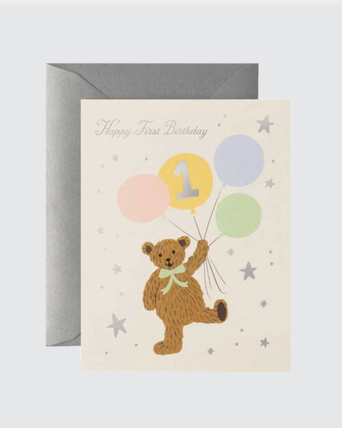 First Birthday Bear Syntymäpäiväkortti