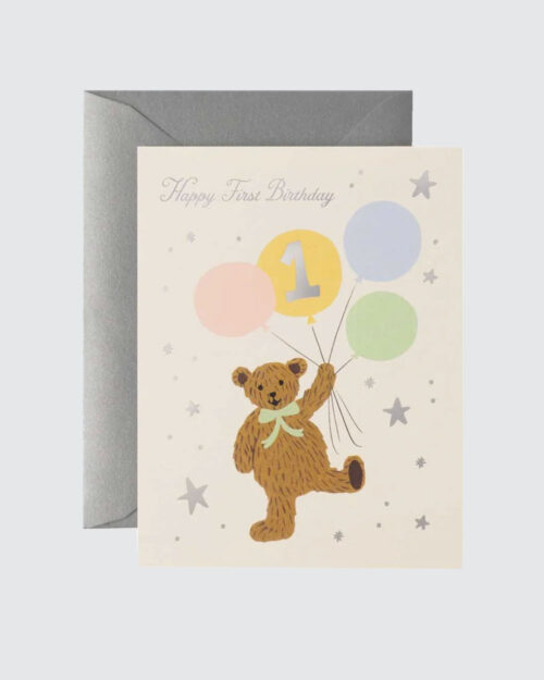 First Birthday Bear Syntymäpäiväkortti